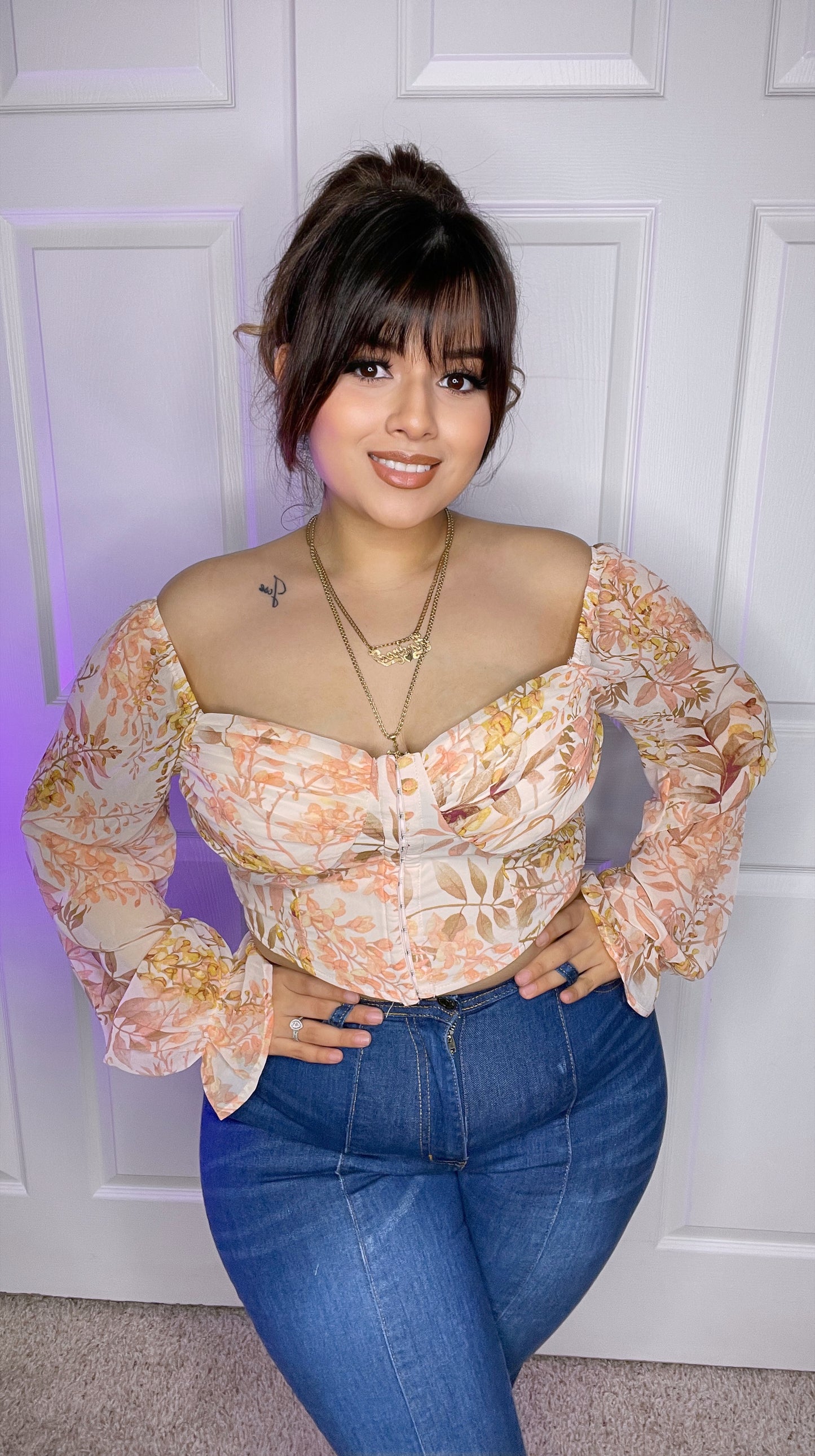 Top corto floral Esmeralda