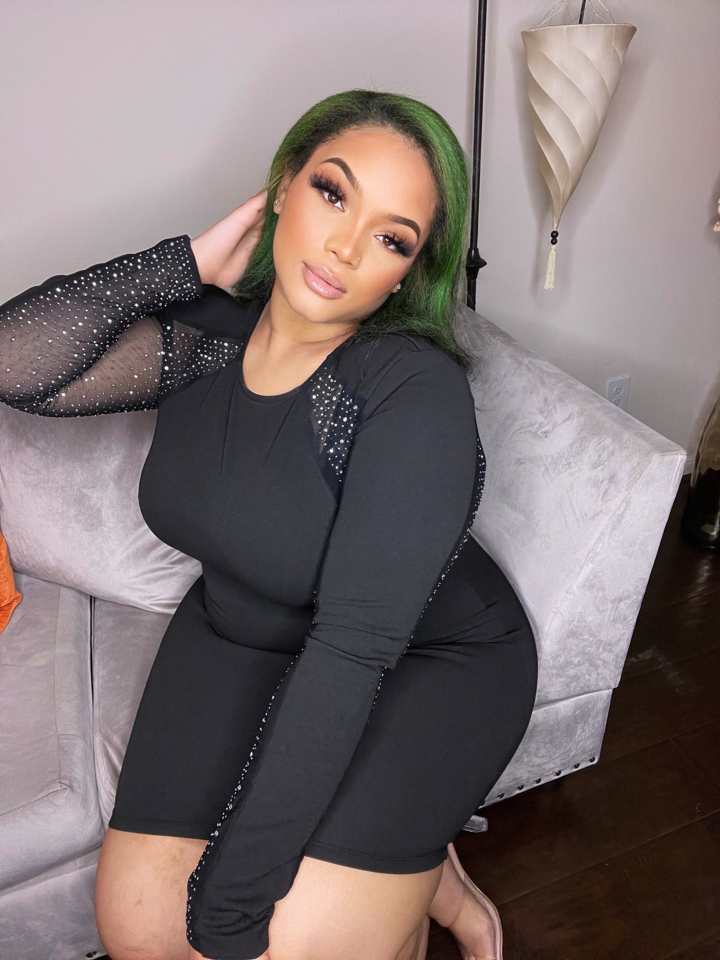 Angelina Rhinestone Dress - Plus Size