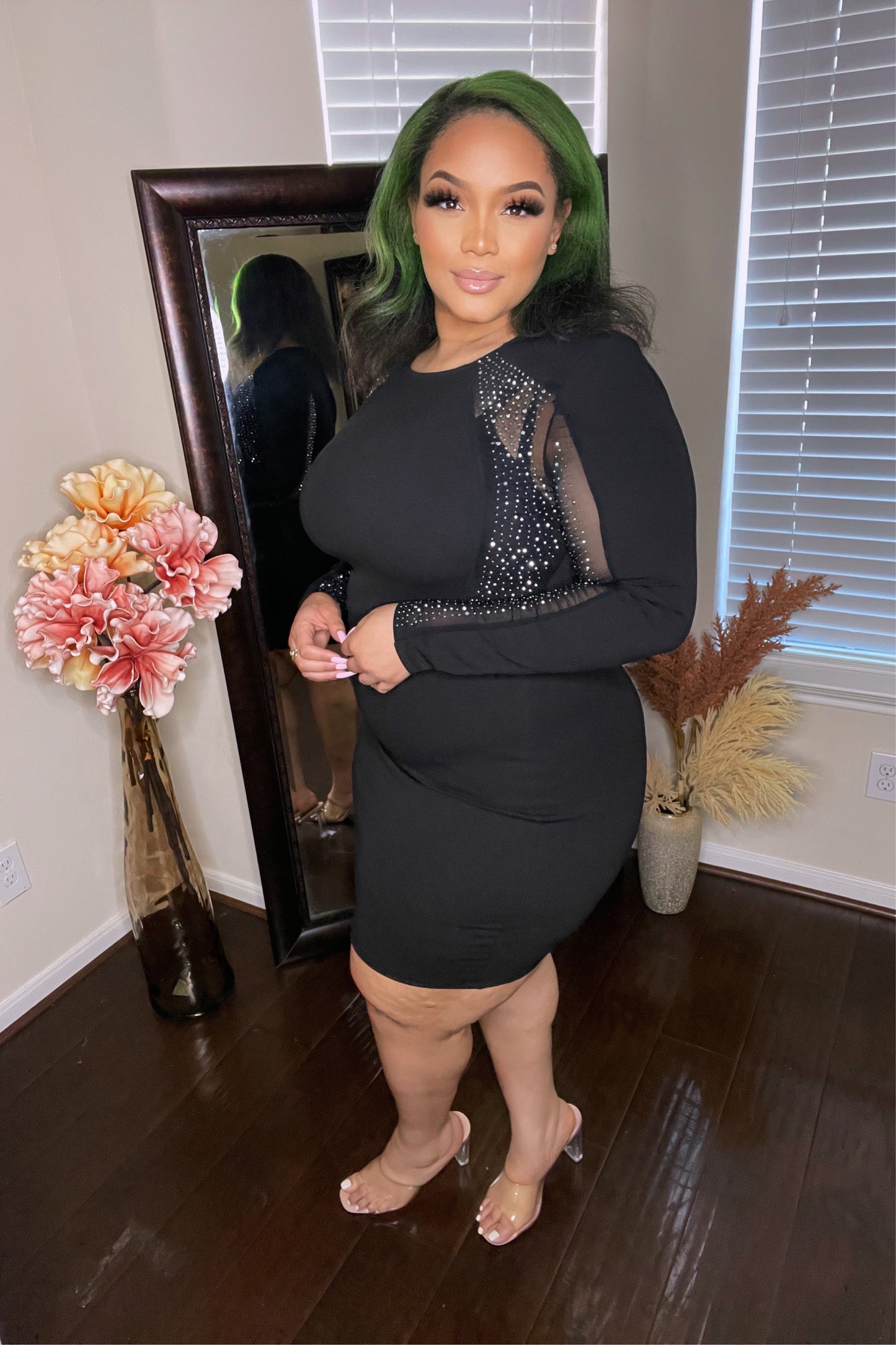 Angelina Rhinestone Dress - Plus Size